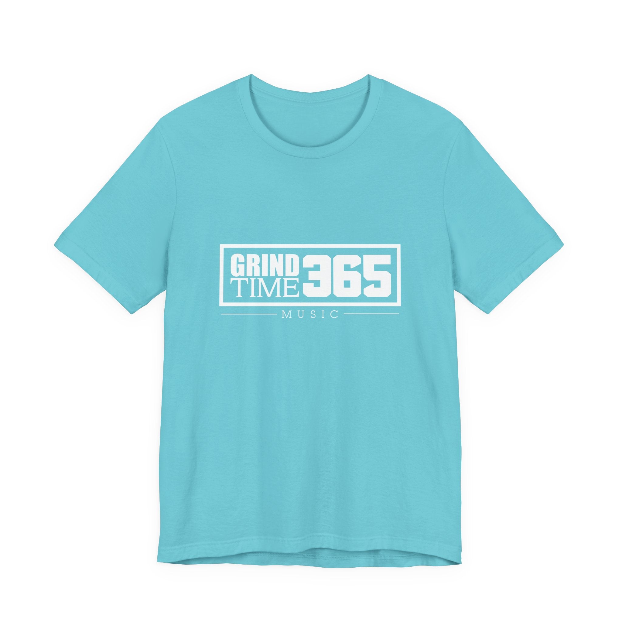 Grindtime 365 Music Tee — White logo Motivational Hip-Hop Streetwear