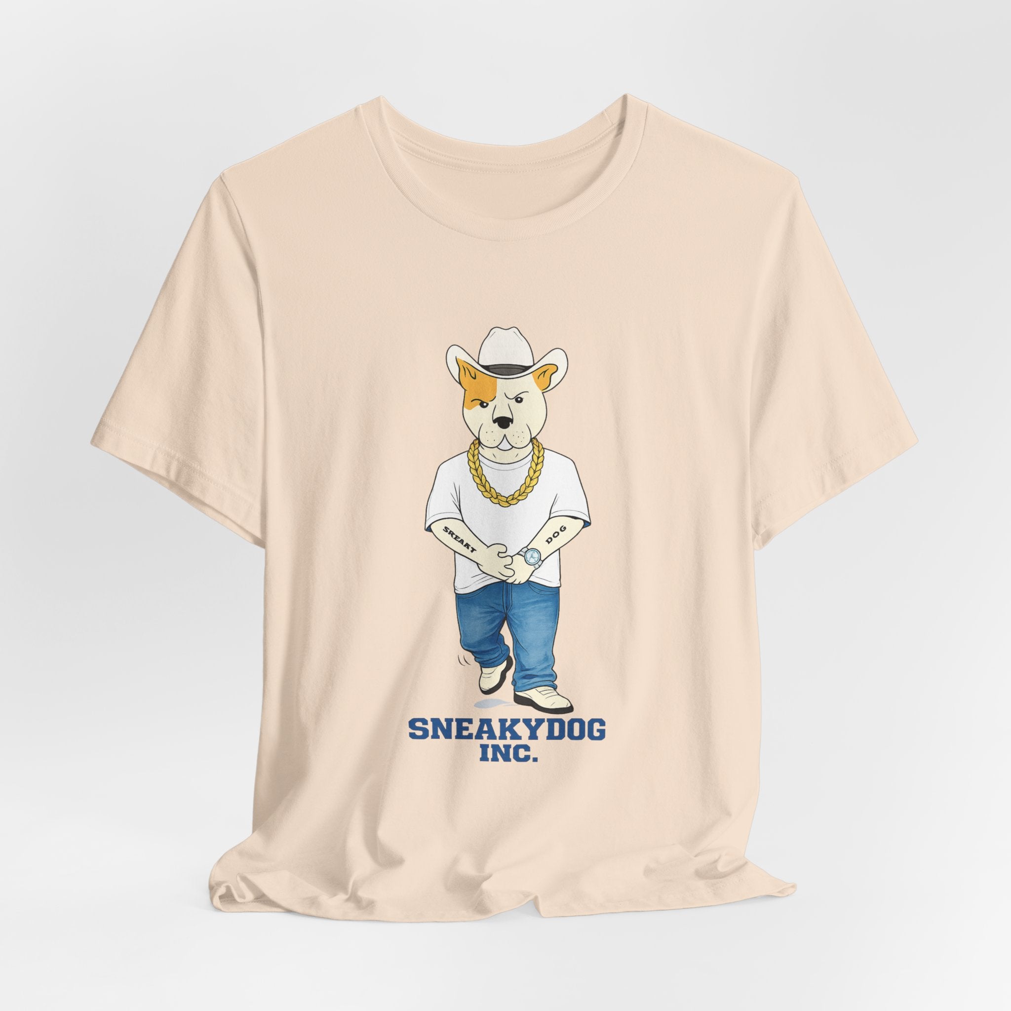 Sneakydog Inc. Cowboy White Graphic — Vintage Short Sleeve T-Shirt
