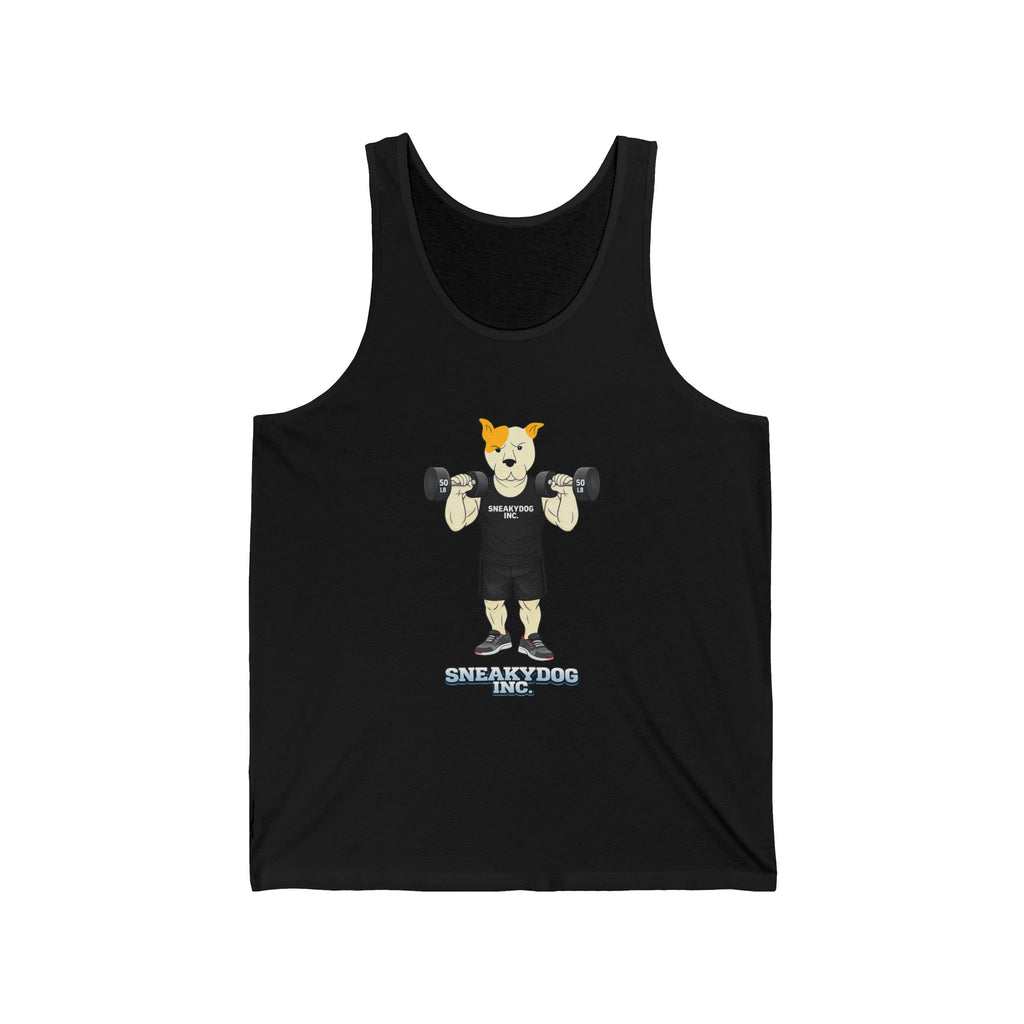 Sneakydog Inc. "Strength Through Paws" Black Workout Graphic Tank
