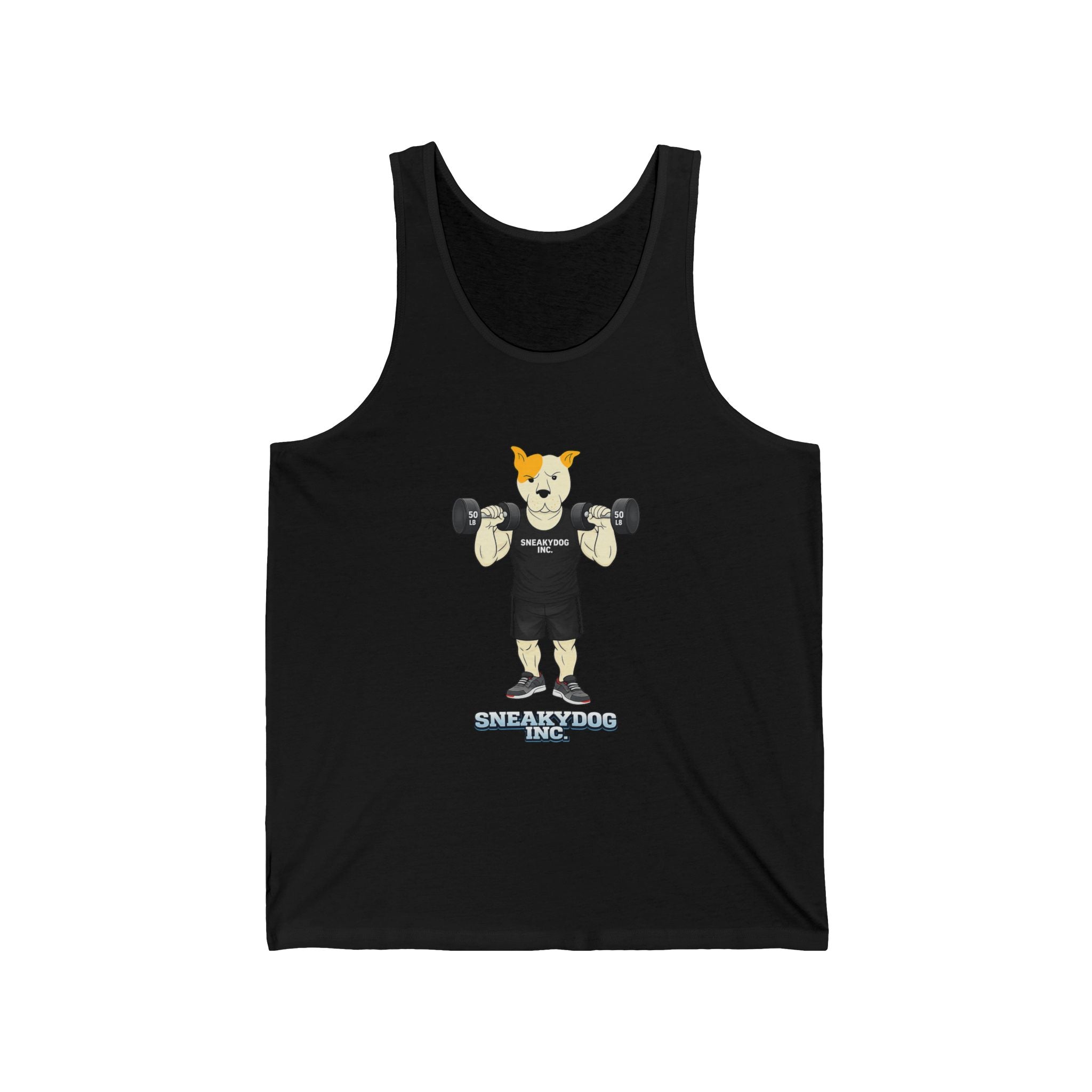 Sneakydog Inc. "Strength Through Paws" Black Workout Graphic Tank