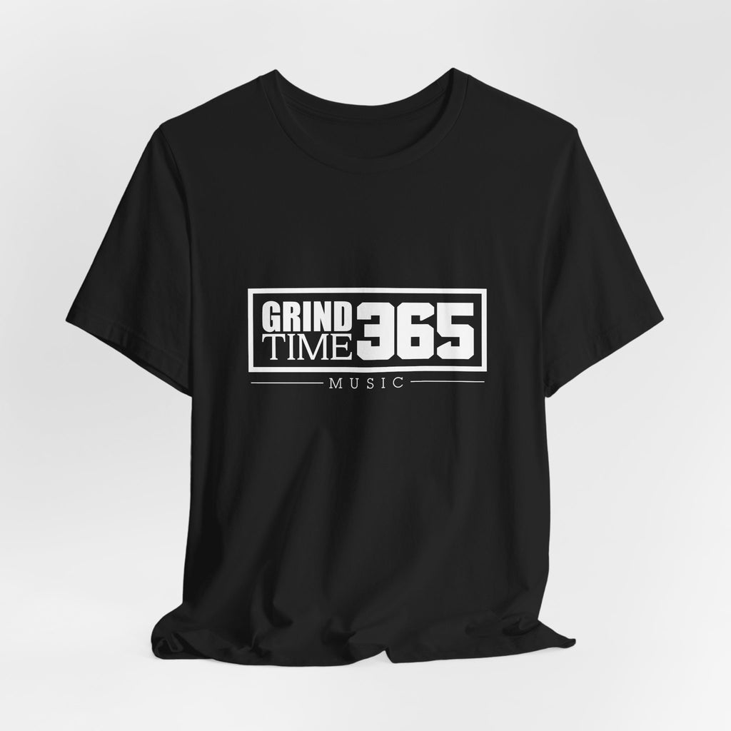 Grindtime 365 Music Tee — White logo Motivational Hip-Hop Streetwear