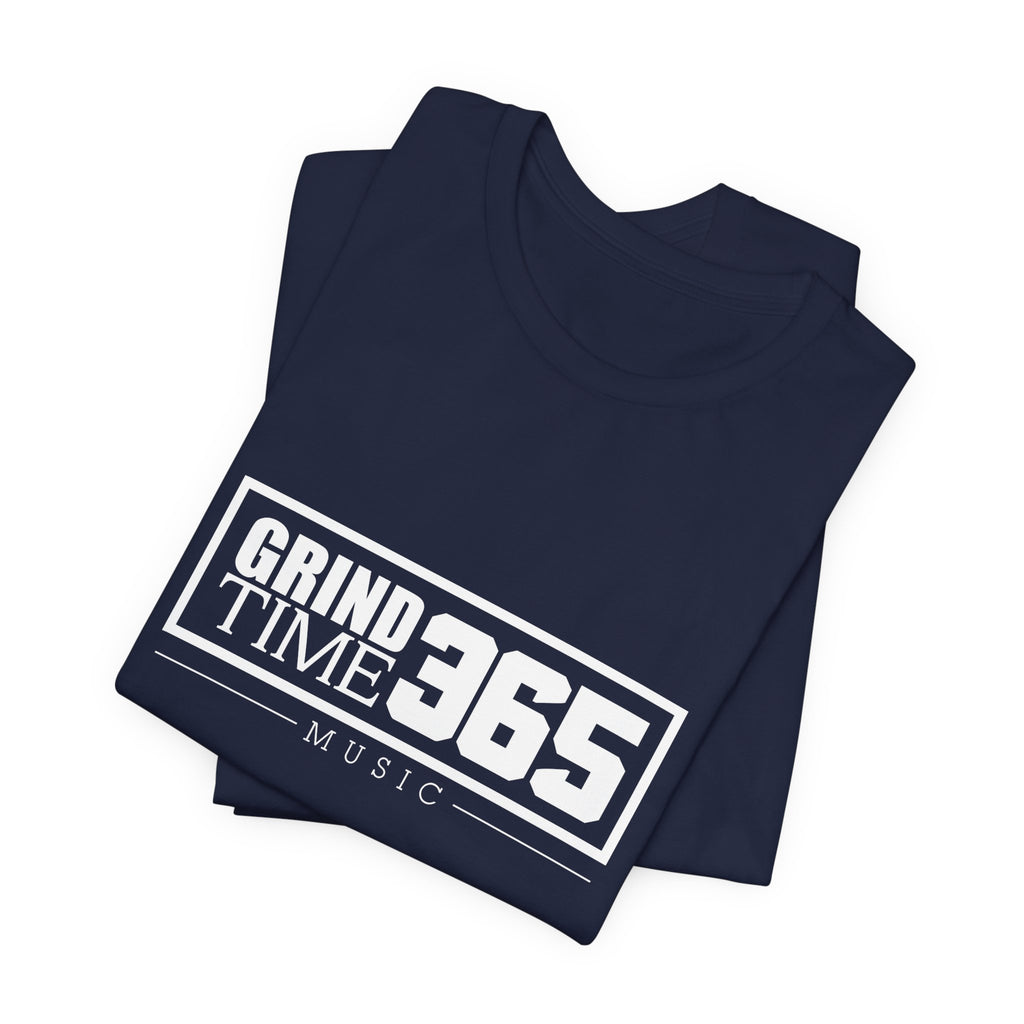 Grindtime 365 Music Tee — White logo Motivational Hip-Hop Streetwear