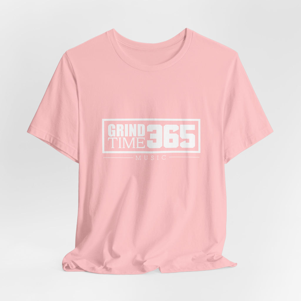 Grindtime 365 Music Tee — White logo Motivational Hip-Hop Streetwear