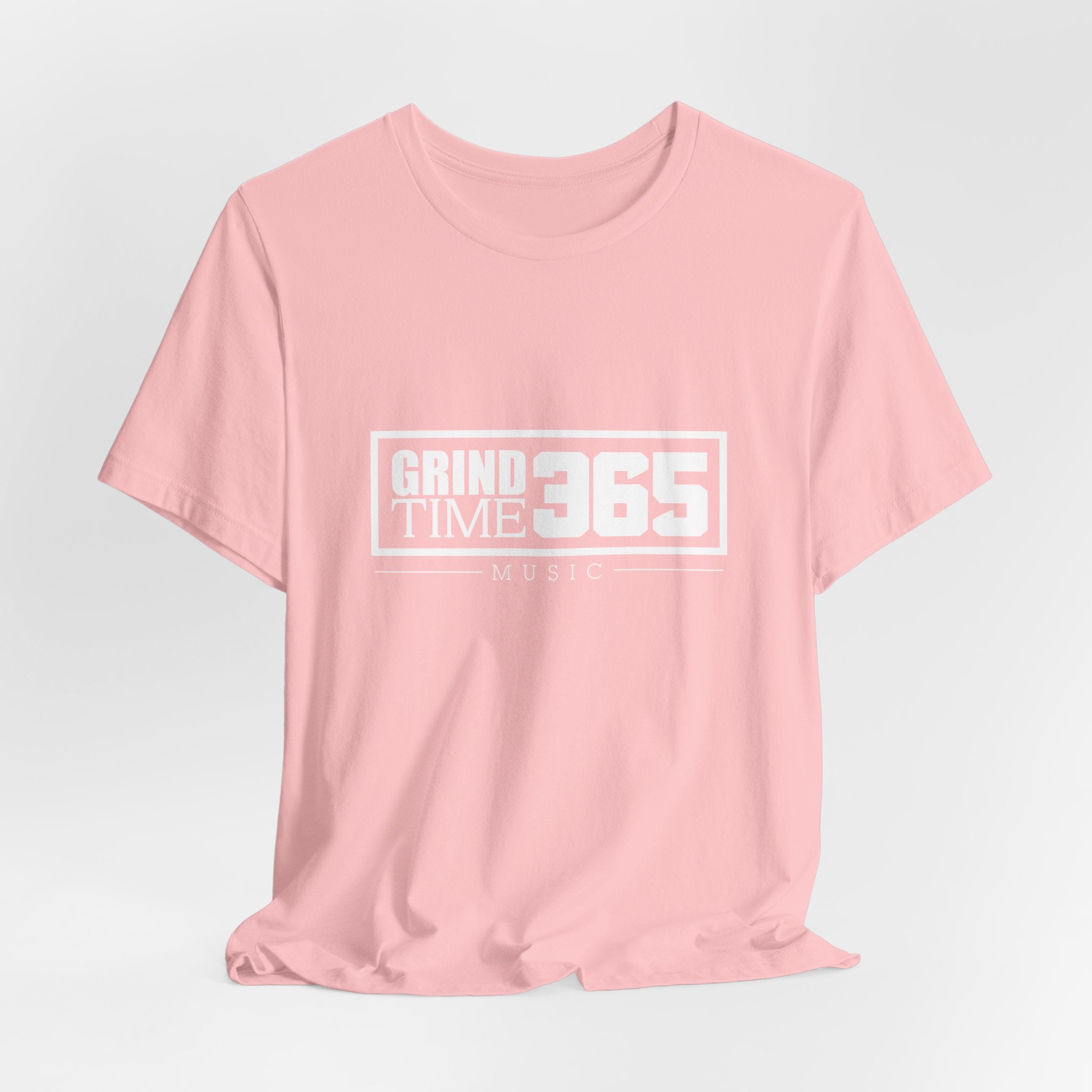 Grindtime 365 Music Tee — White logo Motivational Hip-Hop Streetwear