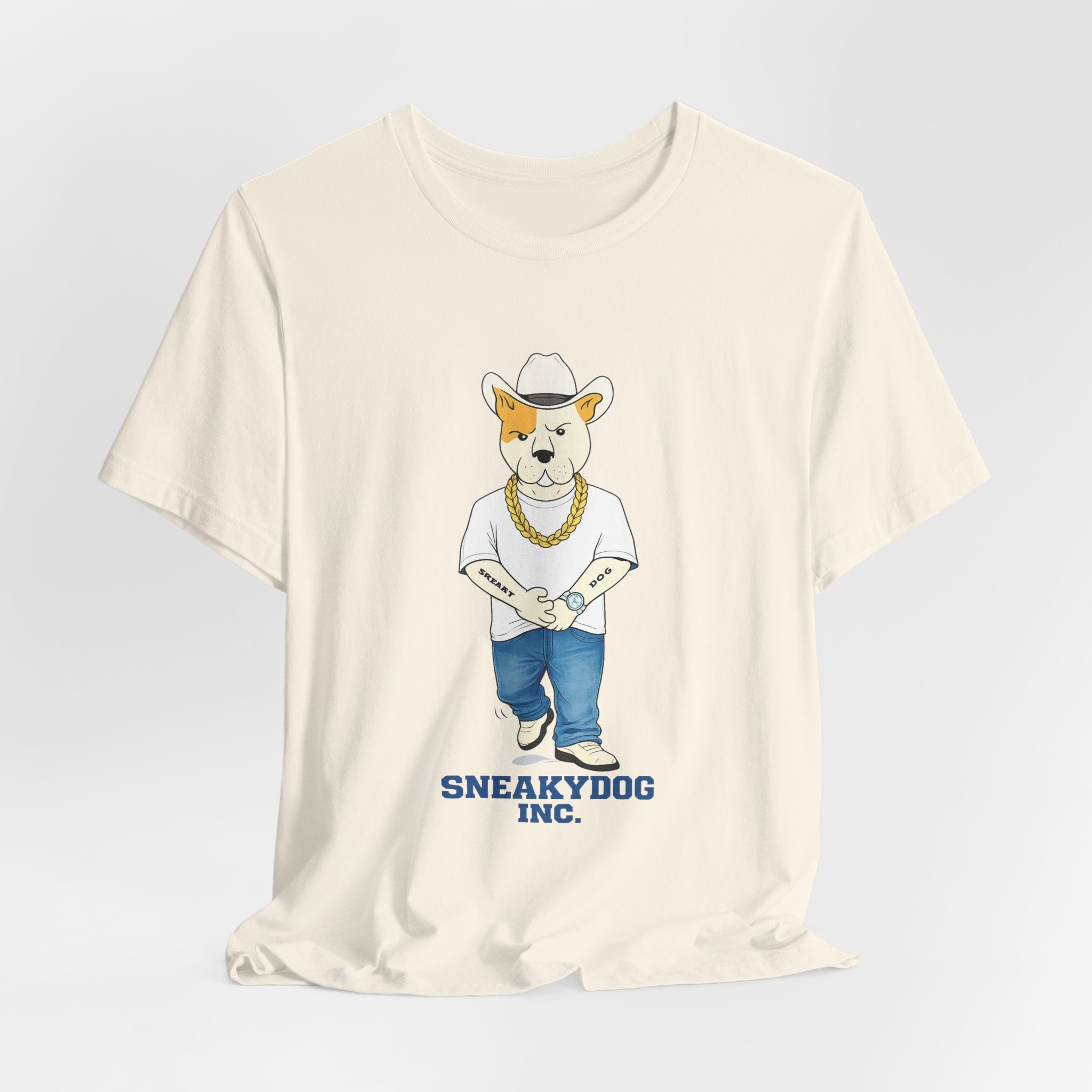 Sneakydog Inc. Cowboy White Graphic — Vintage Short Sleeve T-Shirt