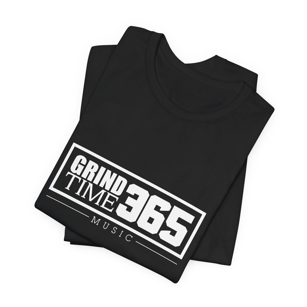 Grindtime 365 Music Tee — White logo Motivational Hip-Hop Streetwear