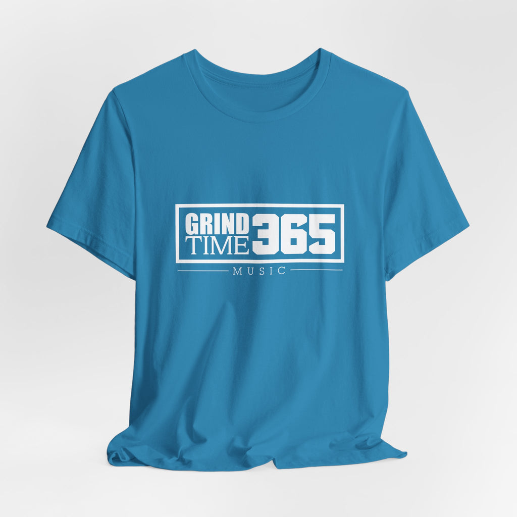 Grindtime 365 Music Tee — White logo Motivational Hip-Hop Streetwear