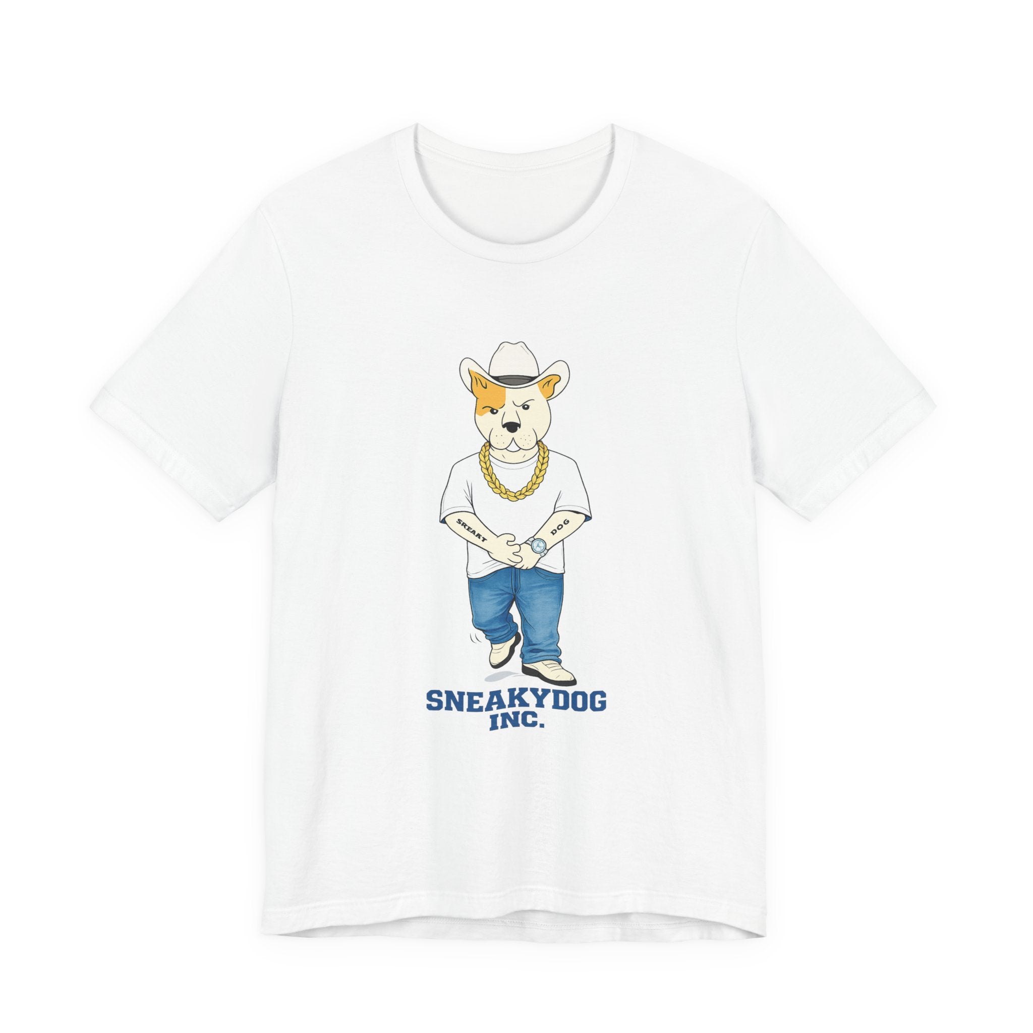 Sneakydog Inc. Cowboy White Graphic — Vintage Short Sleeve T-Shirt