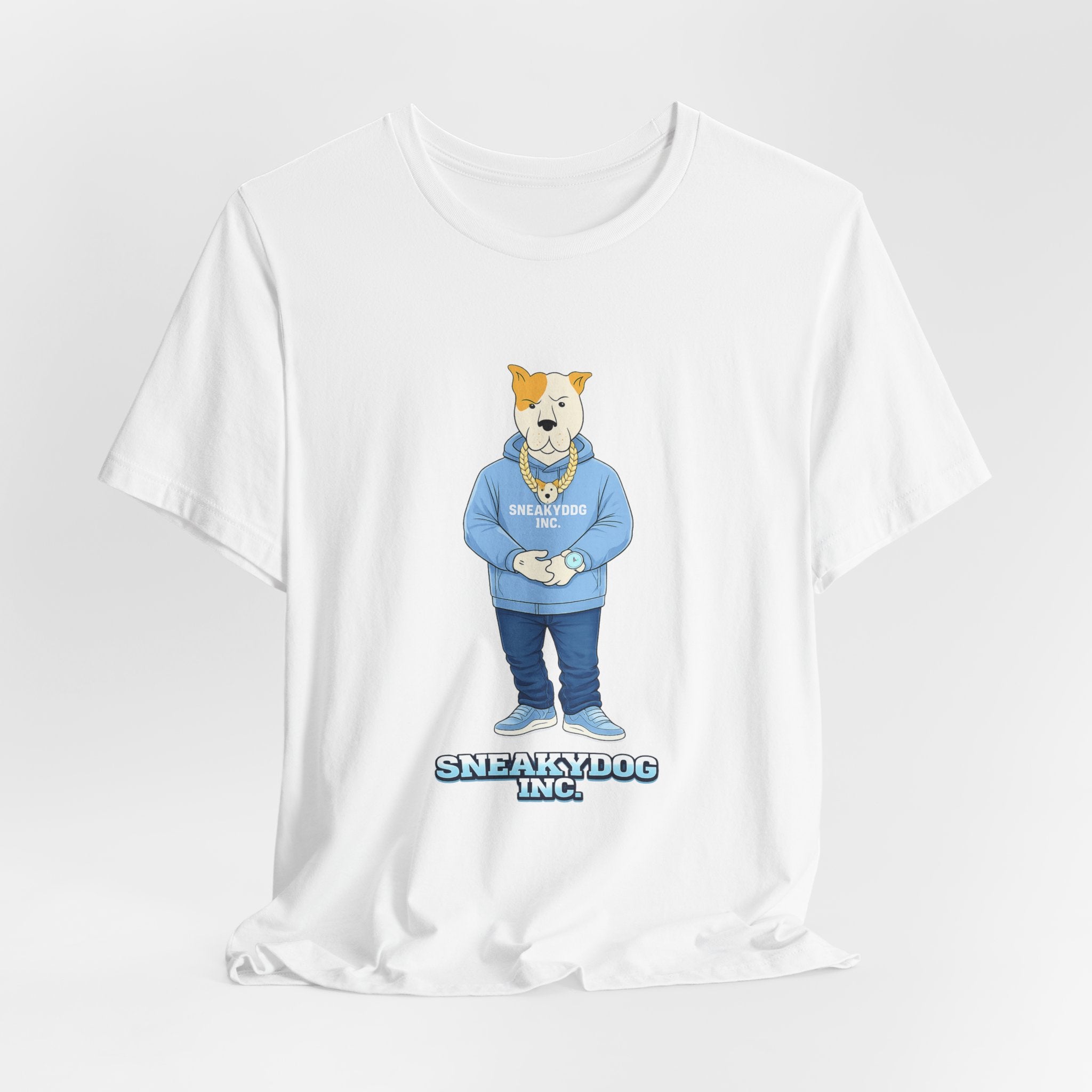 Sneakydog Inc. Carolina Blue Hoodie Graphic Tee — Vintage Short Sleeve T-Shirt