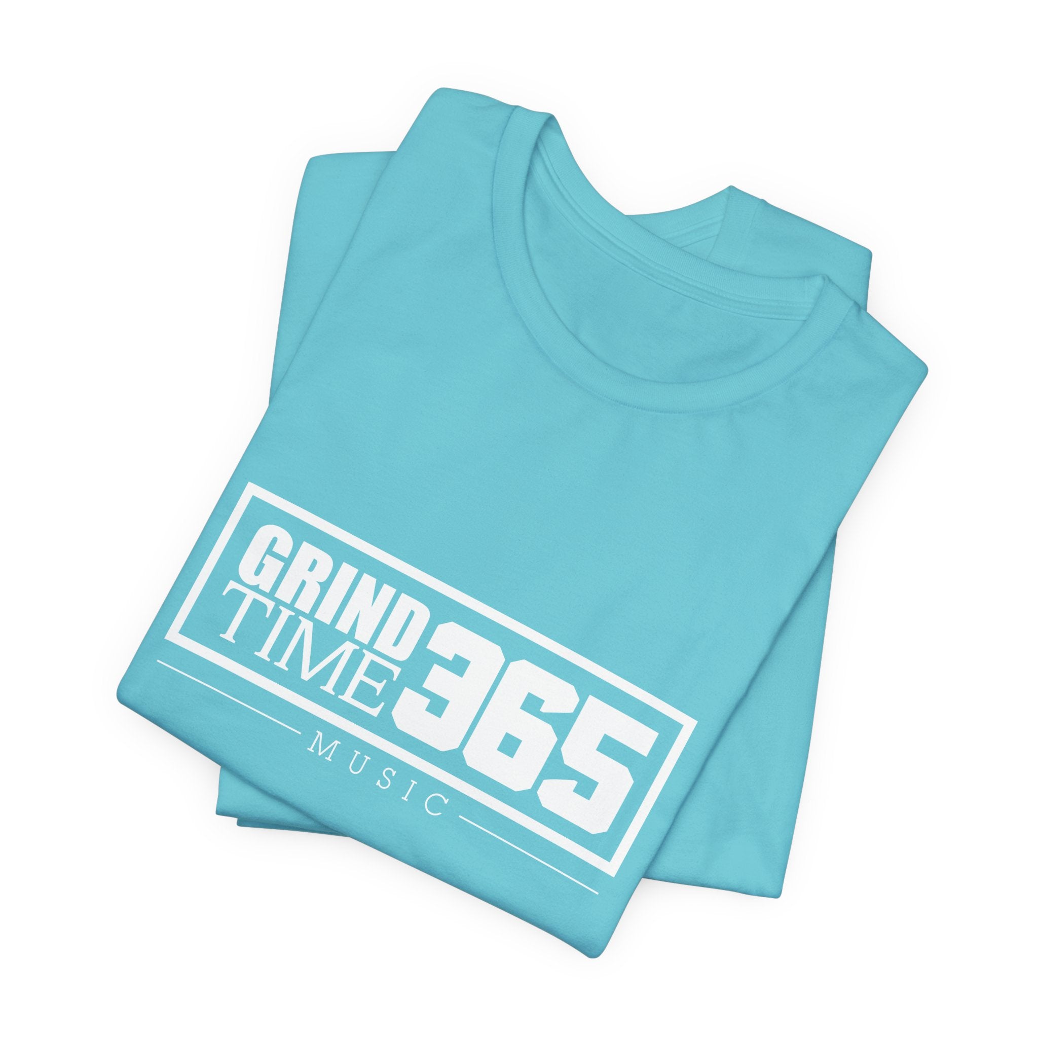 Grindtime 365 Music Tee — White logo Motivational Hip-Hop Streetwear