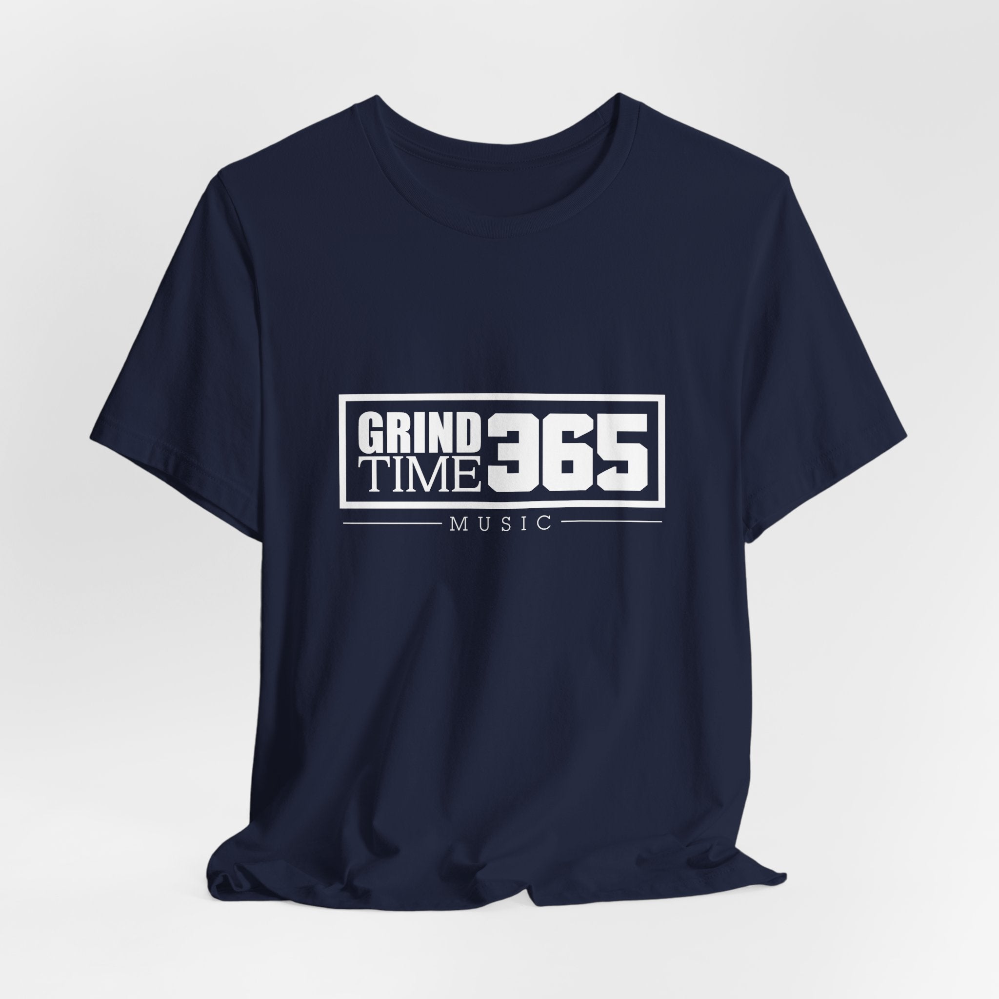 Grindtime 365 Music Tee — White logo Motivational Hip-Hop Streetwear