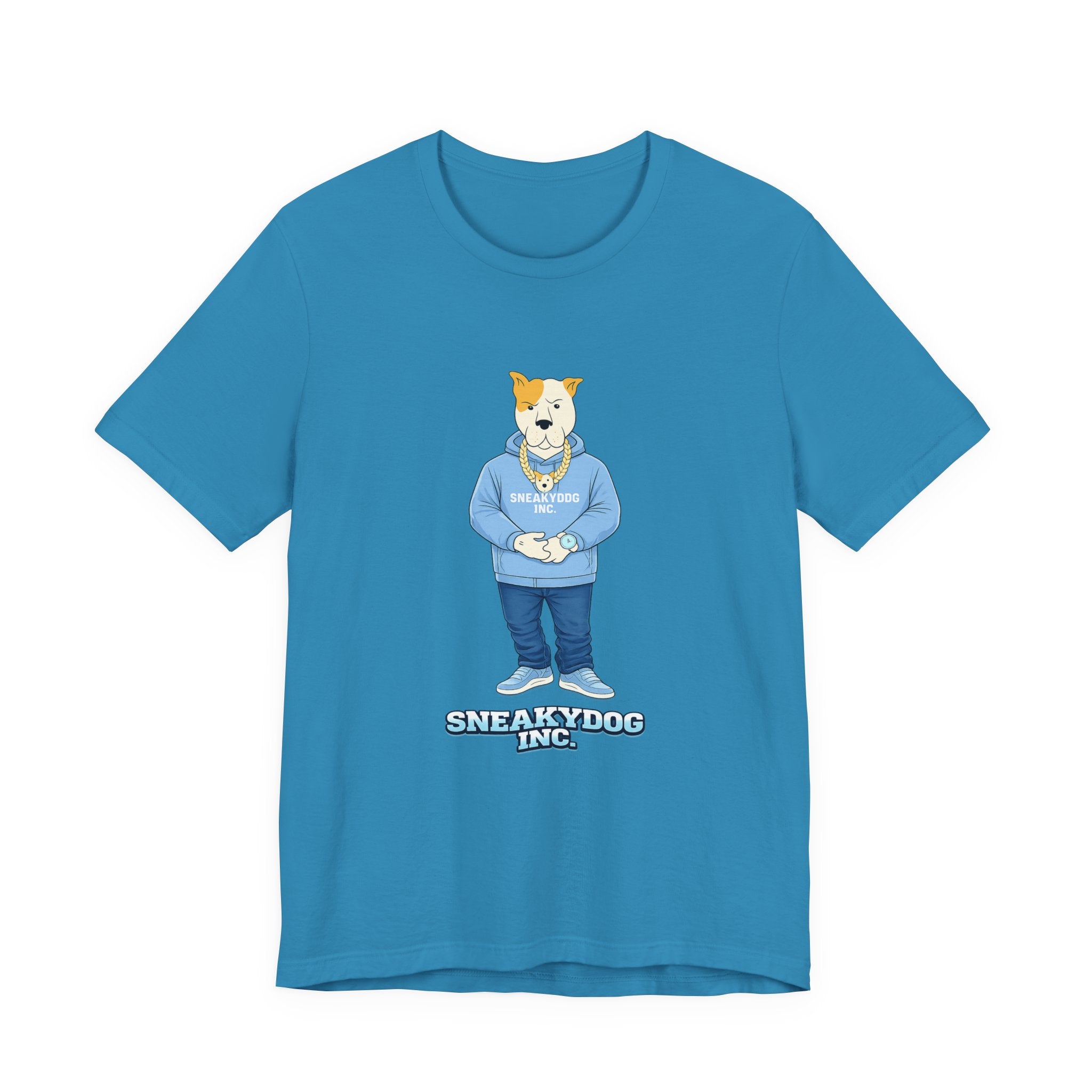 Sneakydog Inc. Carolina Blue Hoodie Graphic Tee — Vintage Short Sleeve T-Shirt