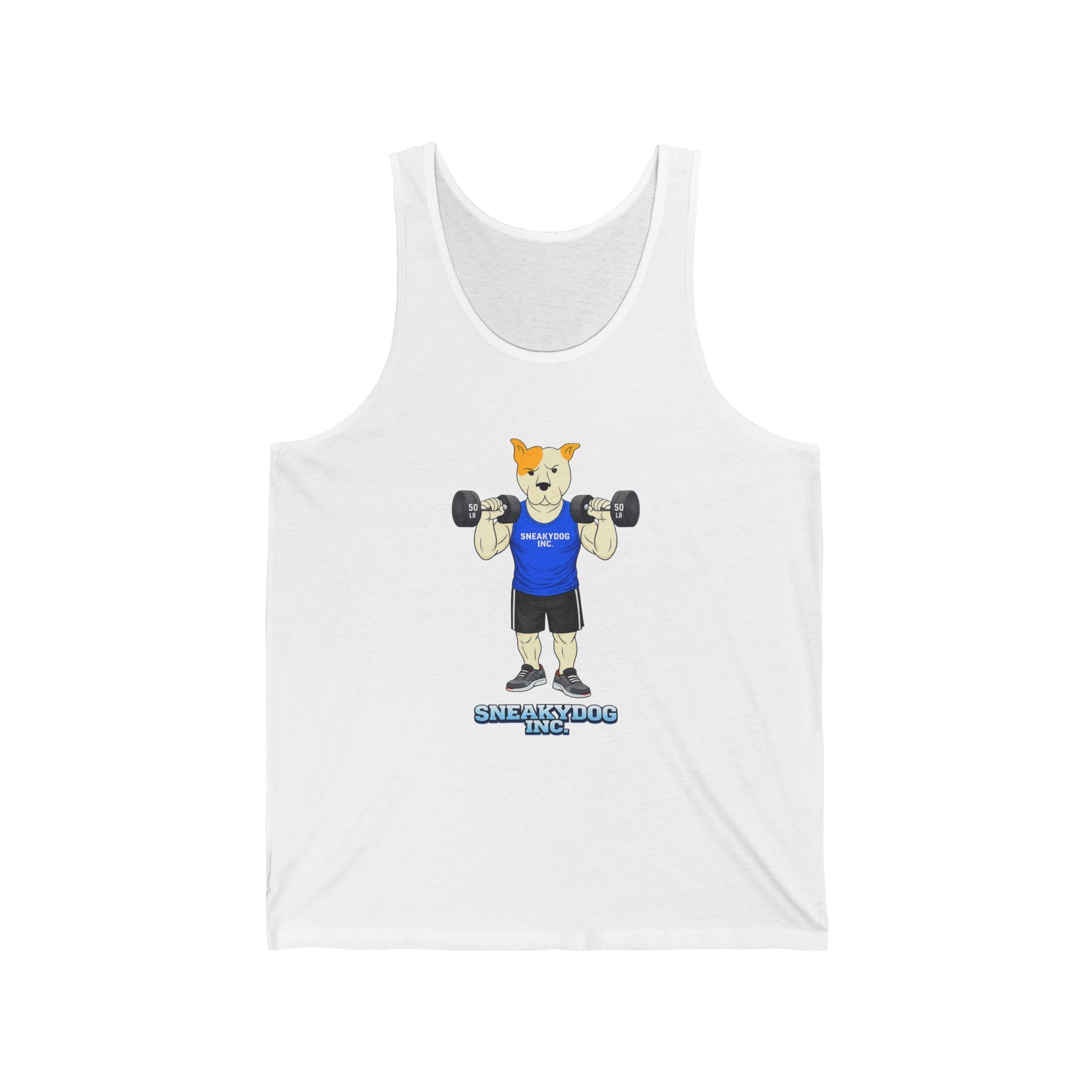 Sneakydog Inc. "Strength Through Paws" Blue Workout Graphic Tank