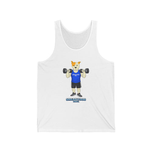 Sneakydog Inc. "Strength Through Paws" Blue Workout Graphic Tank