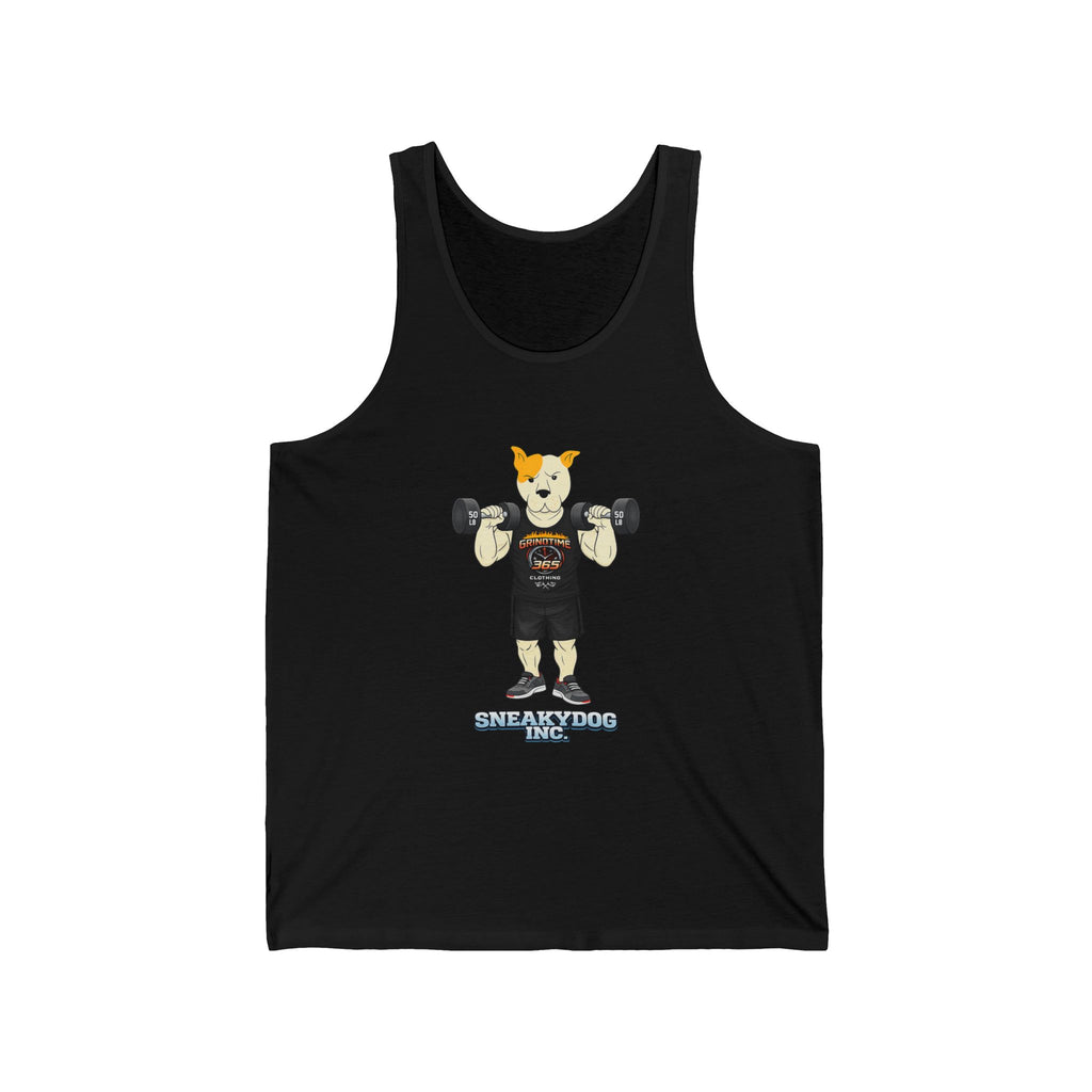 Sneakydog Inc. "Strength Through Paws" Black GT365 Workout Graphic Tank