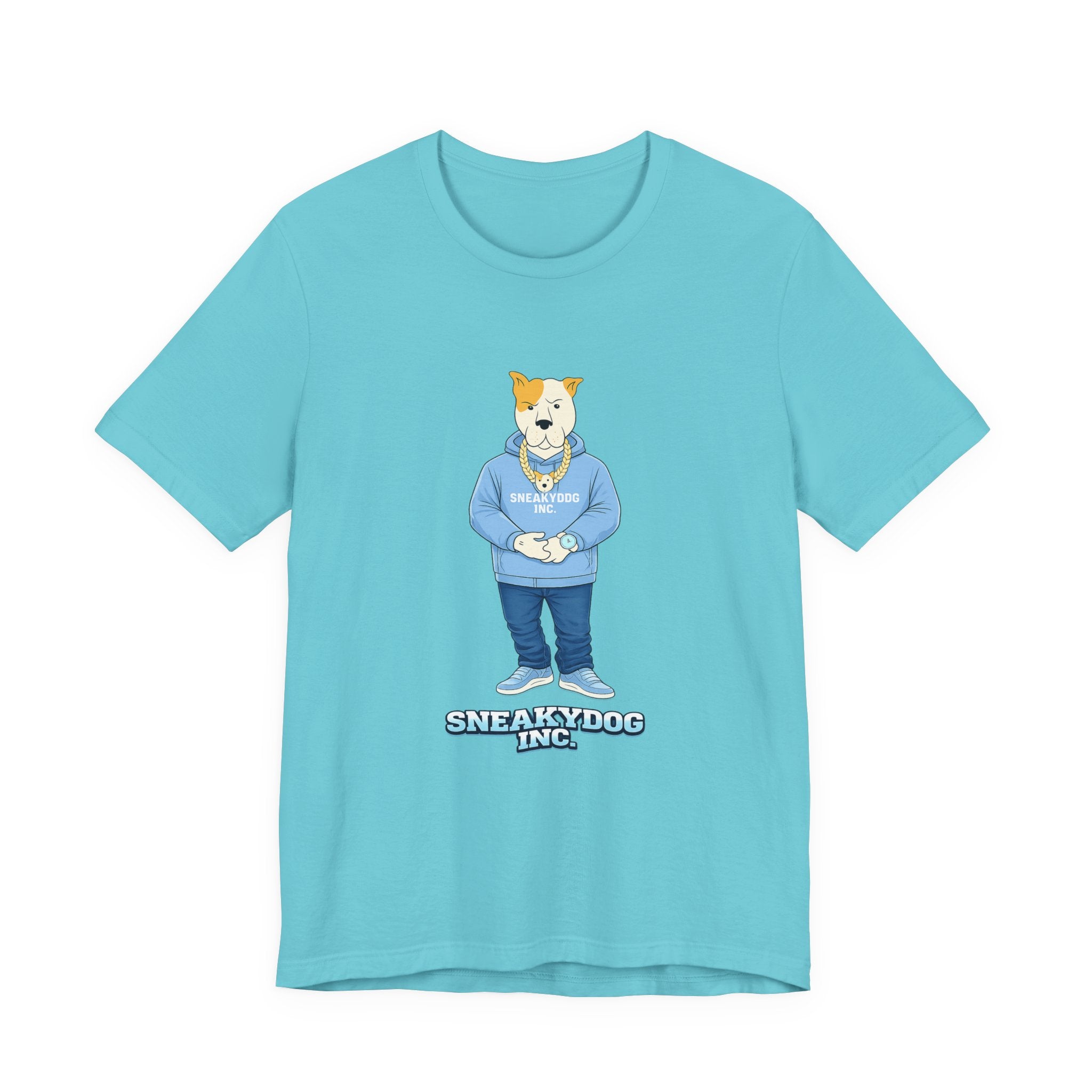 Sneakydog Inc. Carolina Blue Hoodie Graphic Tee — Vintage Short Sleeve T-Shirt