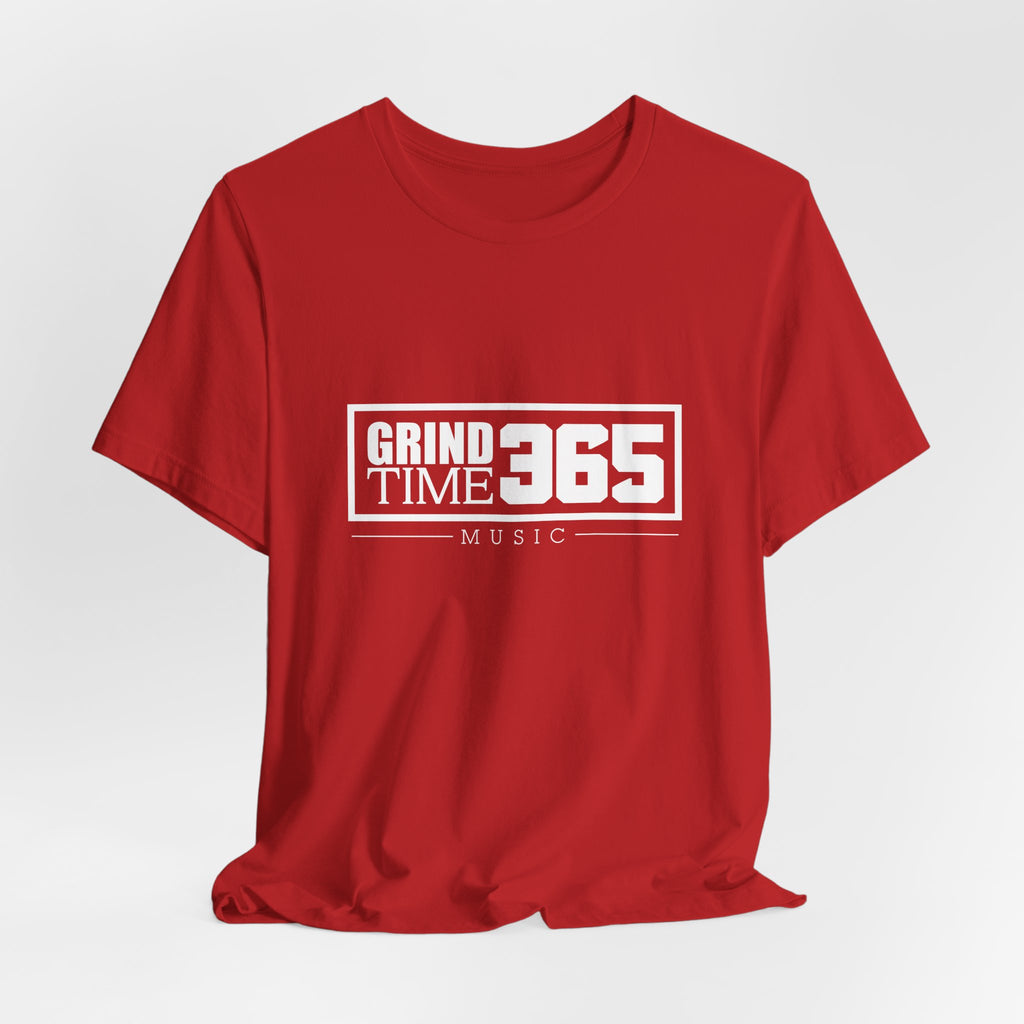 Grindtime 365 Music Tee — White logo Motivational Hip-Hop Streetwear