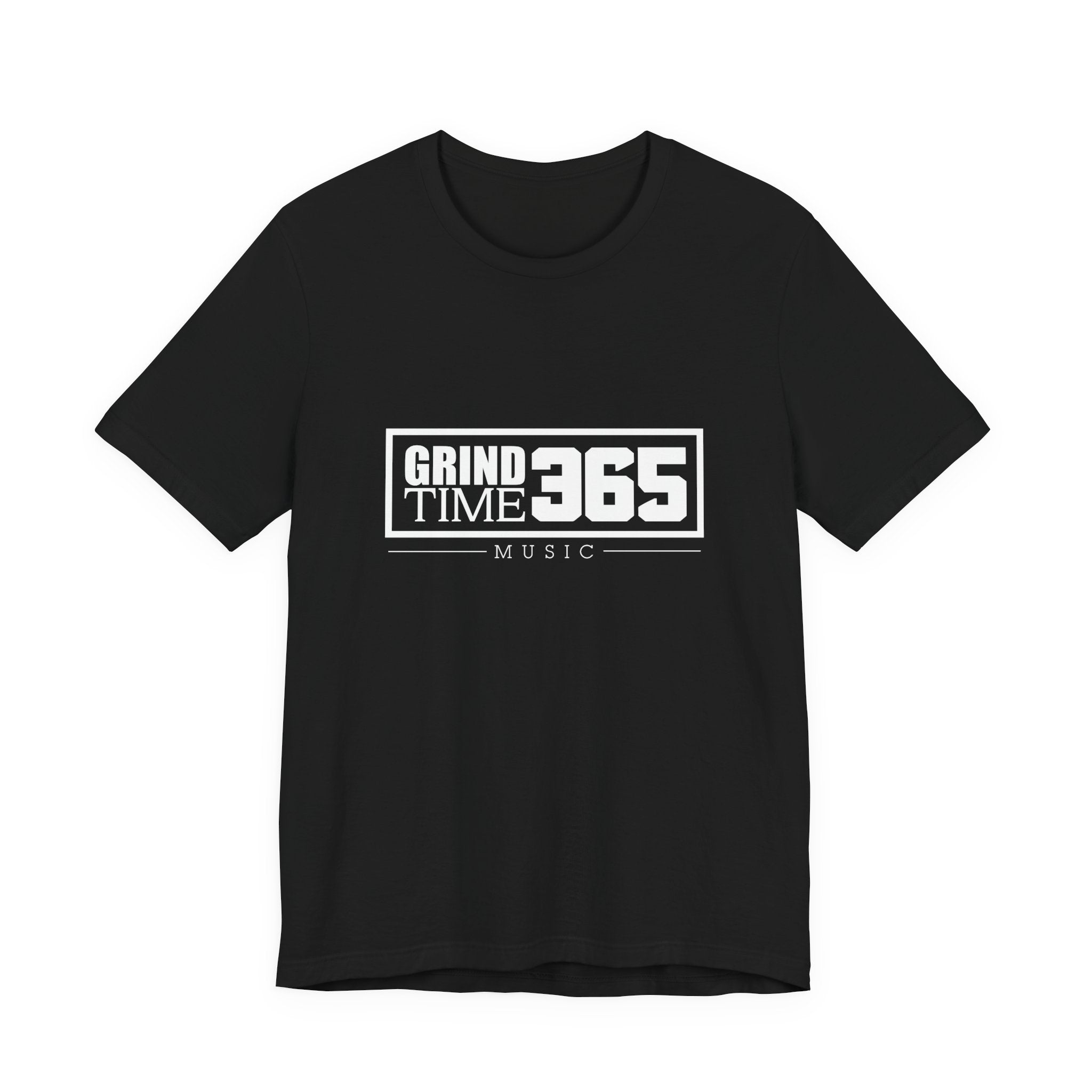 Grindtime 365 Music Tee — White logo Motivational Hip-Hop Streetwear