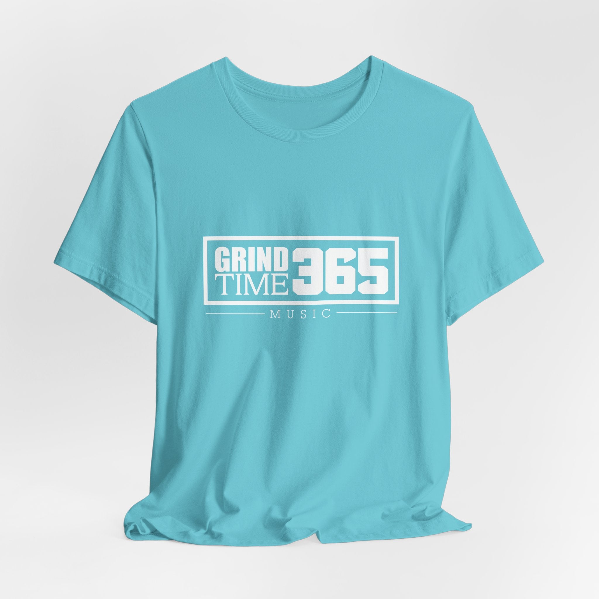 Grindtime 365 Music Tee — White logo Motivational Hip-Hop Streetwear