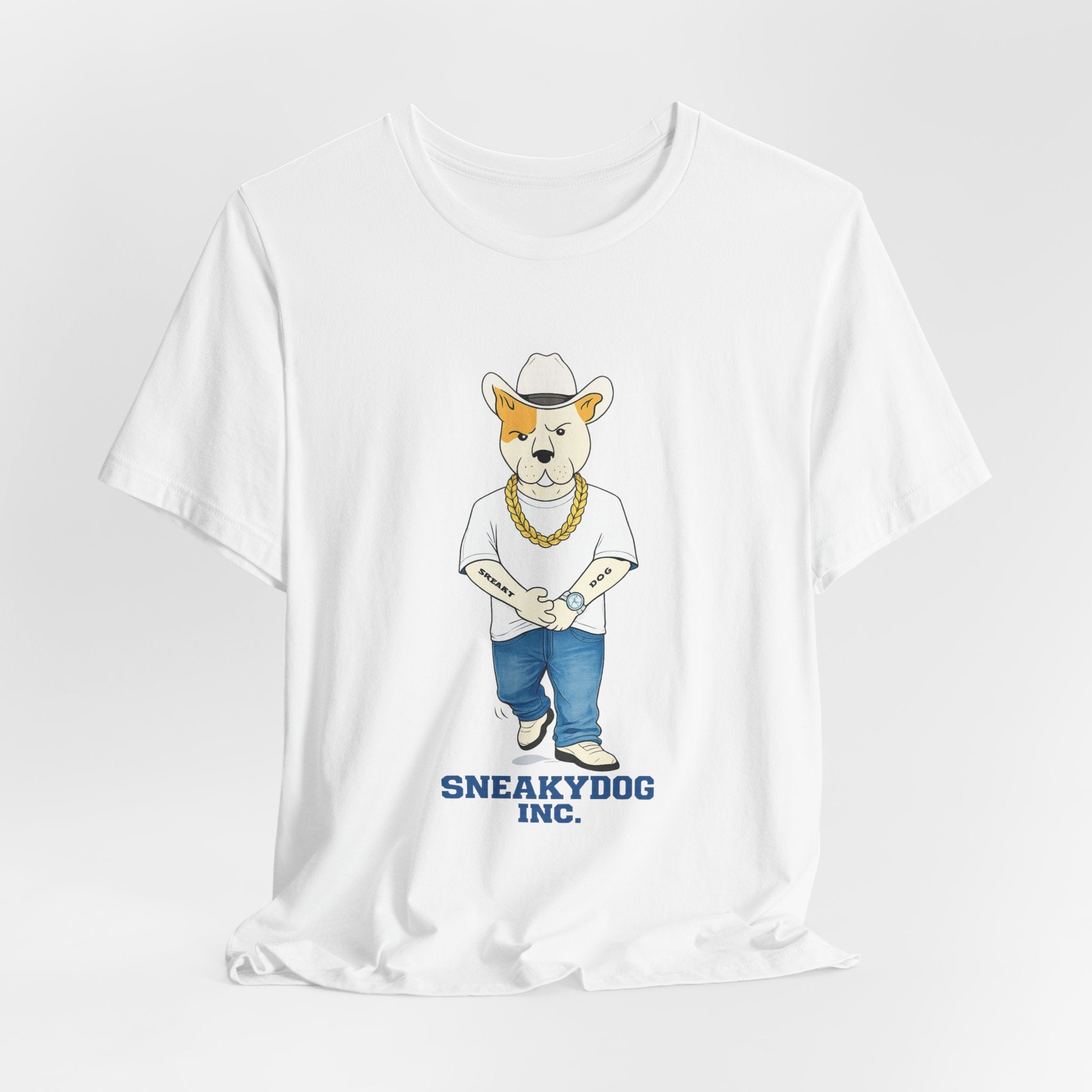 Sneakydog Inc. Cowboy White Graphic — Vintage Short Sleeve T-Shirt