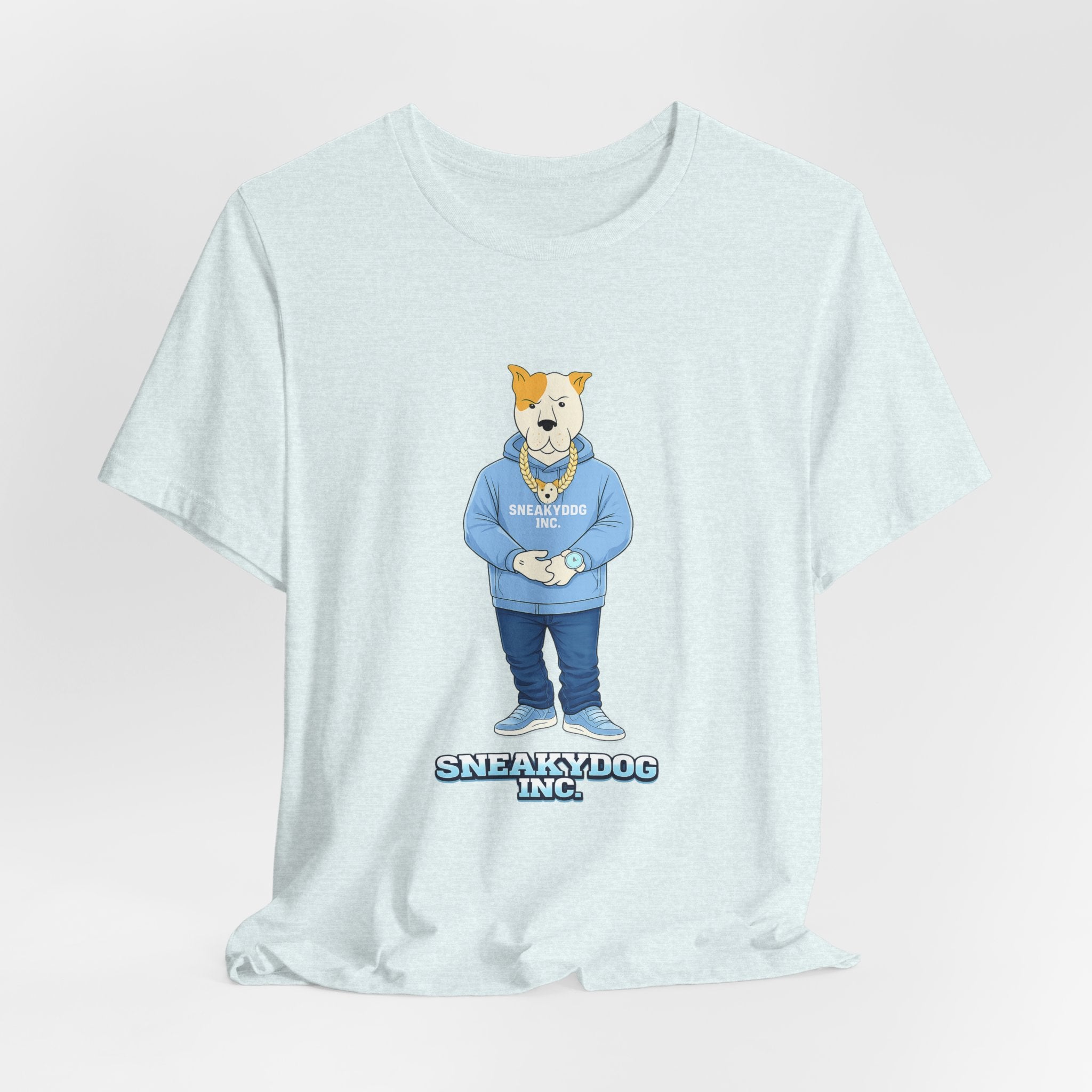 Sneakydog Inc. Carolina Blue Hoodie Graphic Tee — Vintage Short Sleeve T-Shirt