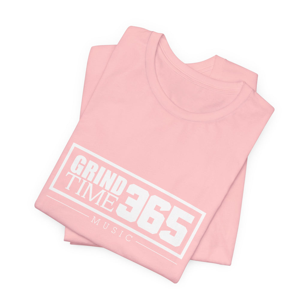 Grindtime 365 Music Tee — White logo Motivational Hip-Hop Streetwear