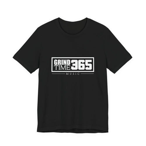 Grindtime 365 Music Tee — White logo Motivational Hip-Hop Streetwear