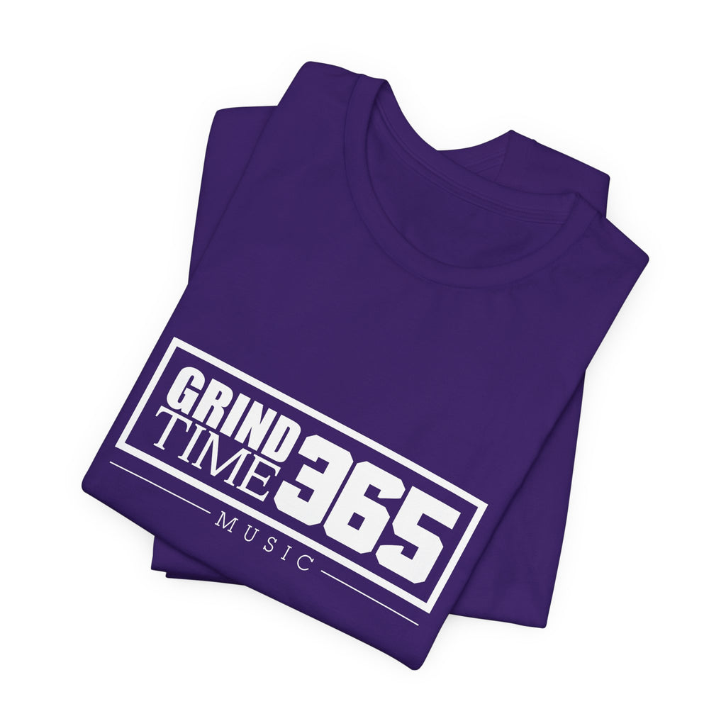 Grindtime 365 Music Tee — White logo Motivational Hip-Hop Streetwear