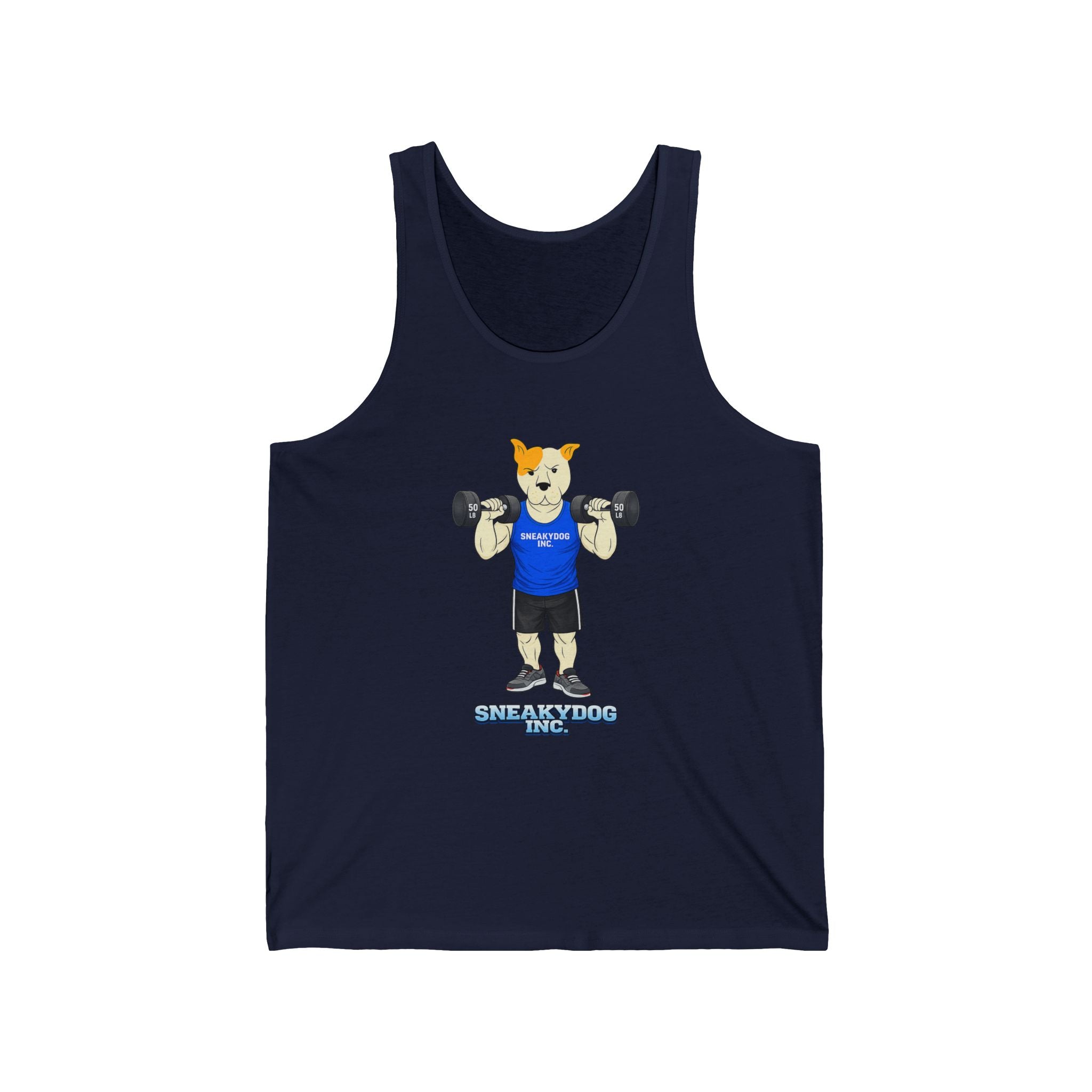Sneakydog Inc. "Strength Through Paws" Blue Workout Graphic Tank