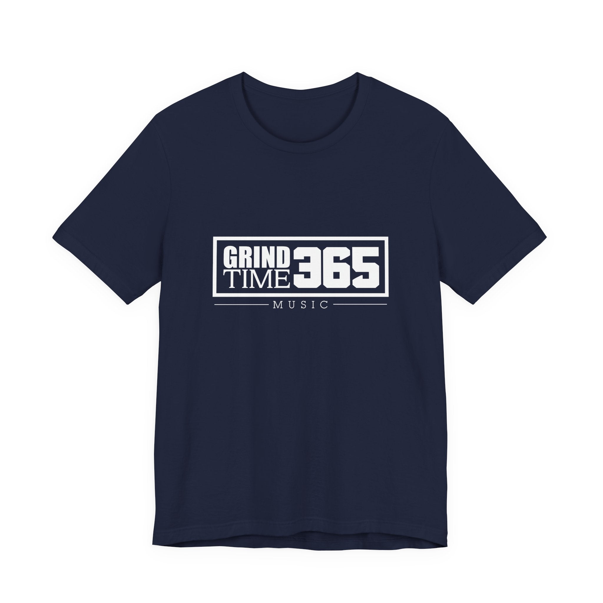 Grindtime 365 Music Tee — White logo Motivational Hip-Hop Streetwear