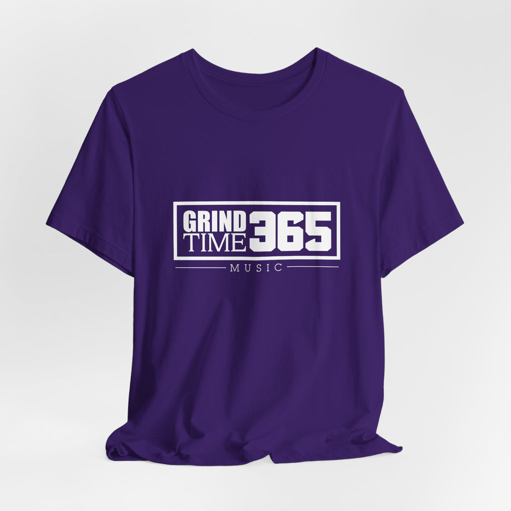 Grindtime 365 Music Tee — White logo Motivational Hip-Hop Streetwear